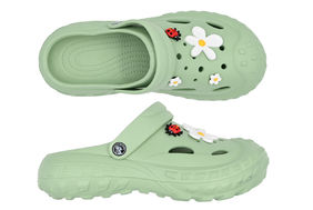 SANDÁLE CLOGS W GREEN/FLOWER